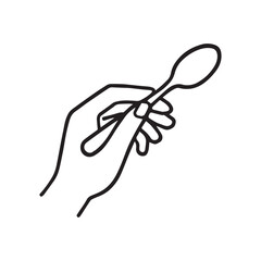Vector hand holding spoon icon for food and dining concepts