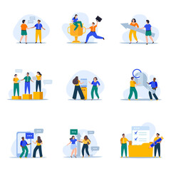 Teamwork and collaboration Diverse vector illustrations of working together