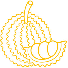 yellow outline durian fruit illustration