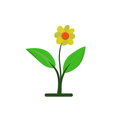 Illustration of a Flower with Green Leaves