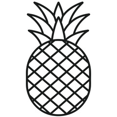 Obraz premium Simple black and white line drawing of a whole pineapple fruit