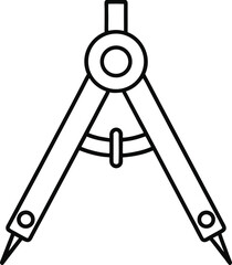 Simple illustration of a black drafting compass on a white background