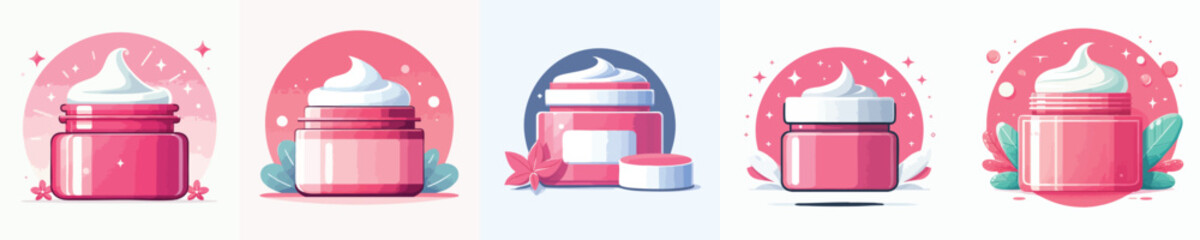 Skincare Cream Jar Vector Illustration – Cosmetic Beauty Product Design
