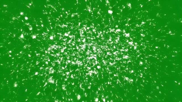 Exploding Digital Clock Countdown with White Particles Bursting on Green Screen Background