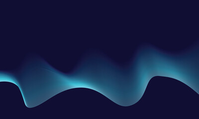 Dark Blue Neon Wave Line Abstract Background Futuristic Flow Design