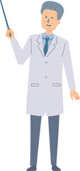 説明する白衣の男性のイラスト