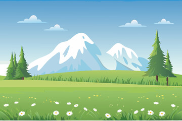 A serene landscape featuring majestic mountains lush greenery and a clear sky © MAYENUDDIN