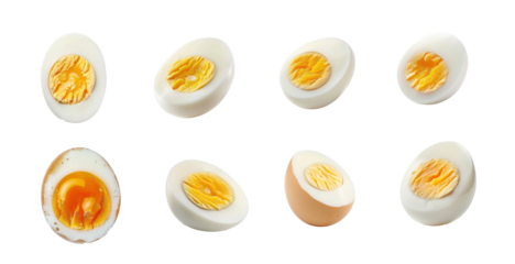 boiled egg top view full length isolate on white background,