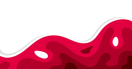 Abstract Paper Cut Style Red Wave Background