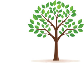 Obraz premium Stylized green tree illustration with a lush canopy, symbolizing concepts of growth, nature, and environmental conservation