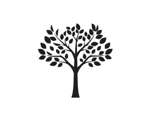 Elegant black silhouette of a tree of life, a vector icon representing growth, nature, and environmental sustainability