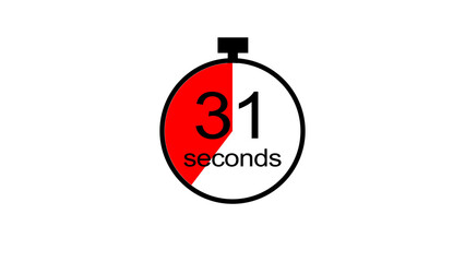 Abstract clock icon illustration. 31 second timer symbol illustration, on black background, and creating a stunning 4k illustration.