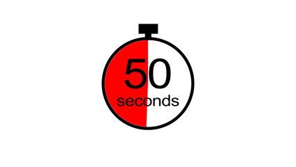 Abstract clock icon illustration. 50 second timer symbol illustration, on black background, and creating a stunning 4k illustration.