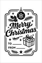 Classic Black & White Christmas Card Design | Festive Holiday Illustration