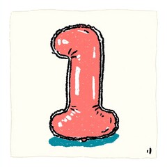 A whimsical illustration of number one, depicted as a playful, coral-colored balloon, resting on a teal base against an off-white background.