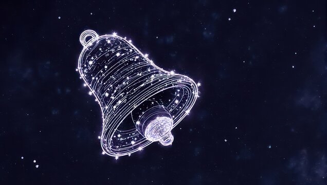 Sparkling celestial bell resonates with cosmic magic and stellar wonder against a deep starry night sky