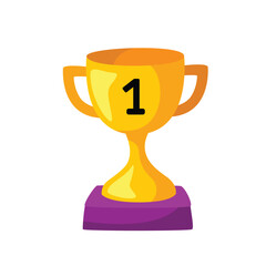 Golden trophy with the number 1 on a purple base
