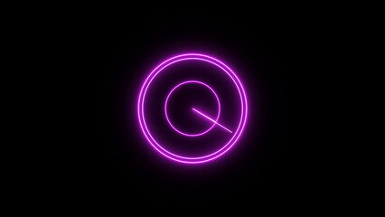 Abstract clock icon illustration. Clock icon neon light 24 Hour Day Fast Speed, clock neon looped black background 4k illustration. and creating a stunning 4k illustration.