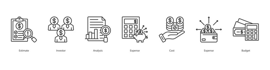 Capital Growth Planning banner web icon set vector illustration concept with icon of estimate, investor, analysis, expense, cost, expense, budget