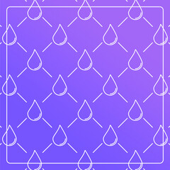 Seamless pattern on a blue background with water drop icons. Line design for posters, social media, and banner templates.
