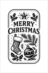 Classic Black & White Christmas Card Design | Festive Holiday Illustration