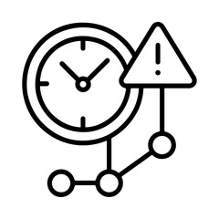 Predictive clock outline, smart timing icon, intelligent scheduling interface, automated time design, AI alert symbol, digital productivity system