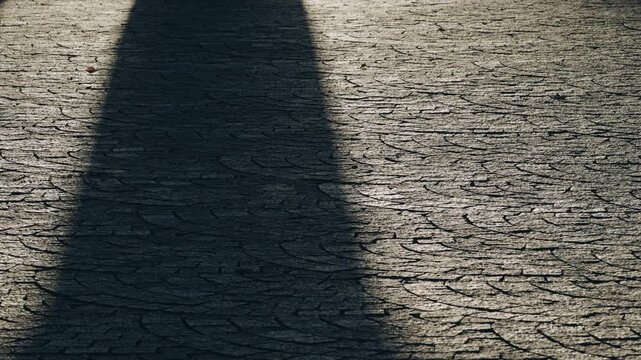 Tokyo,Japan - September 24, 2025: A shadow on a stone pavement in the Morning