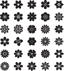 Botanical Silhouette: A collection of diverse botanical silhouettes, presented with precision, perfect for crafting an assortment of design assets.