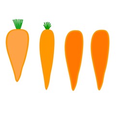 Cartoon carrot illustration. Hand-drawn carrot vegetable icon. Orange carrot fruit symbol.
