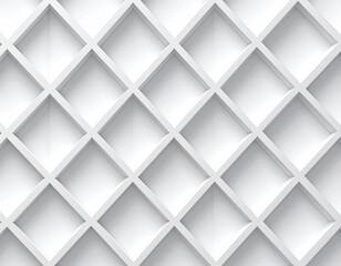 Fototapeta premium Intricate diamond pattern of a white, hollow, geometric structure, creating depth and shadow with clean, modern architectural design