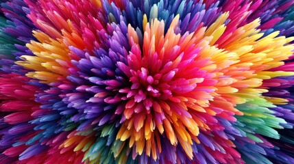 A vibrant, colorful explosion of multicolored, abstract shapes and patterns.