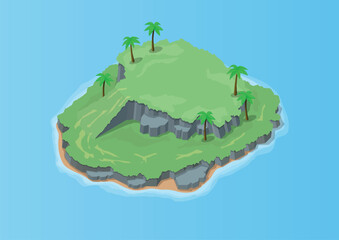 Isometric beautiful natural island
