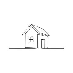 House continuous one line drawing. Simple home icon, minimalist residential building for real estate logo concept. Vector property symbol.
