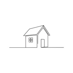 House continuous one line drawing. Simple home icon, minimalist residential building for real estate logo concept. Vector property symbol.
