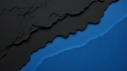 Abstract aerial view of dark rocky coastline meeting the deep blue ocean creating a dramatic and minimalist natural landscape scene