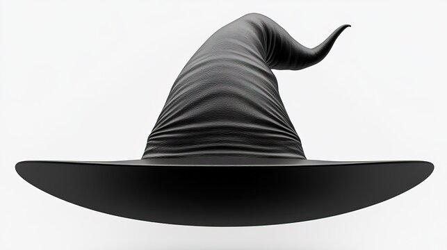 Black Witch Hat with Leather Band and Buckle for Halloween and Fantasy Costumes