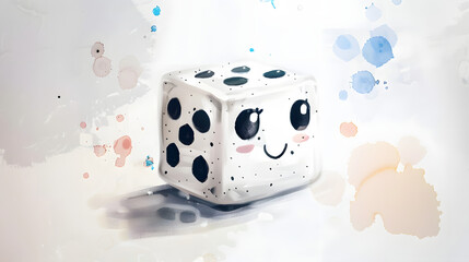 watercolor painting kawaii cute dice