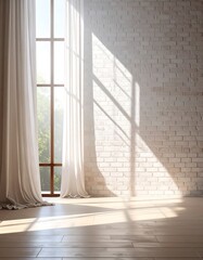 Obraz premium Sunlit room with sheer curtains
