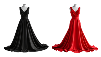 3D Cocktail Dress Duo Collection, isolated on transparent background
