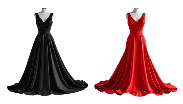 3D Cocktail Dress Duo Collection, isolated on transparent background