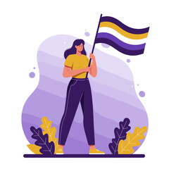 Obraz premium Woman Holding a Flag