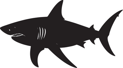  Ocean Shark Silhouette Vector Illustration