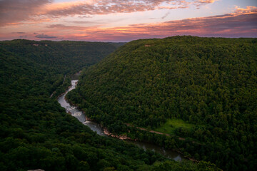 Sunset Over The New River In West Virginia
