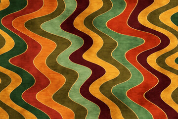 Obraz premium Retro Design Concept. Colorful Wavy Striped Pattern With Vintage Texture In Earth Tones Seamless Background
