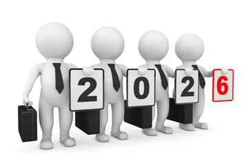 3d Businessmans with New 2026 Year Sign. 3d Rendering