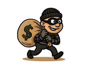 Naklejka premium thief with a bag