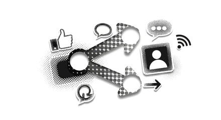 Social Media Sharing Icons with Halftone Pattern Design