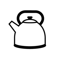 Teapot Simple Line Art Kitchen Utensil Minimalist Style Black and White Clean Kitchenware