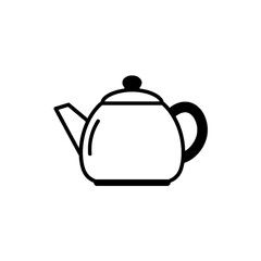 Teapot Simple Line Art Kitchen Utensil Black and White Minimalist Style