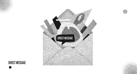 Abstract Direct Message Concept in Black and White
